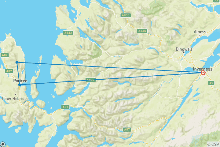 Carte du circuit L'île de Skye, le Loch Ness et les West Highlands