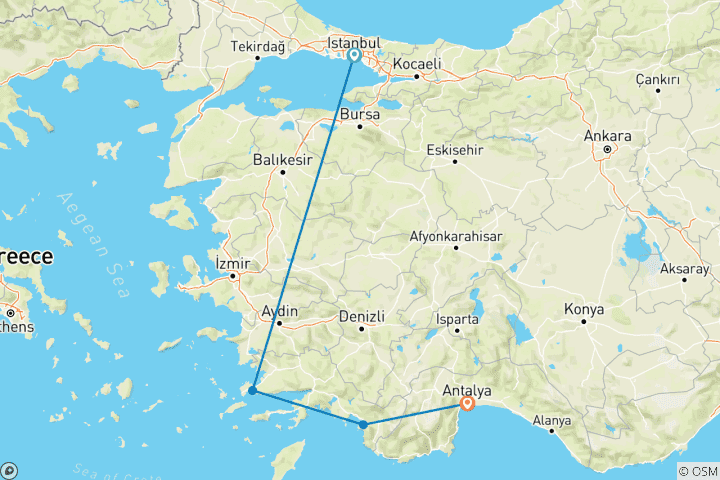 Carte du circuit Circuit Istanbul, Bodrum, Fethiye et Antalya