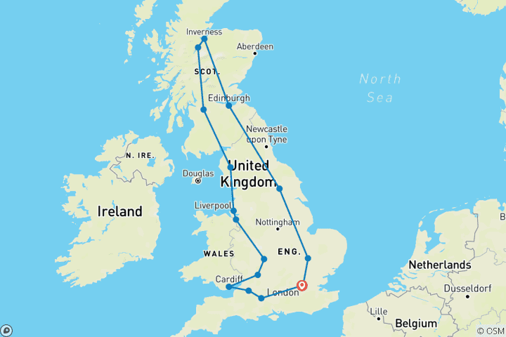 Karte von Vereinigtes Königreich: Britische Geschichte und Tradition - 8 TAGE