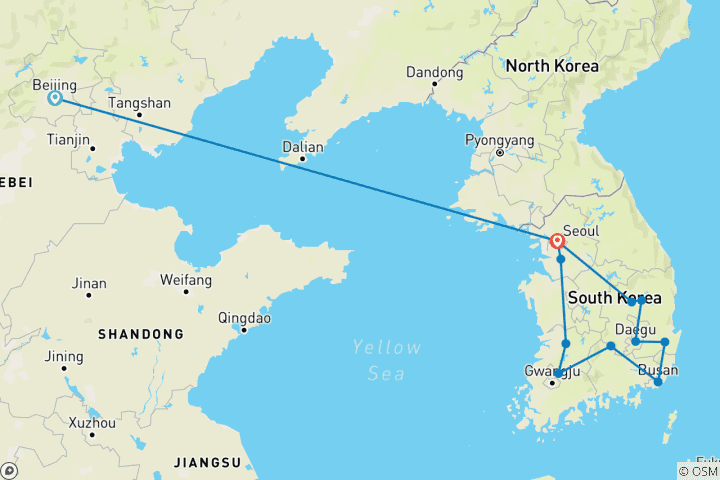 Kaart van Landschappen in Beijing en Korea