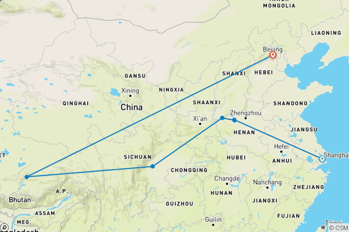 Map of Discover China and Lhasa (7 destinations)