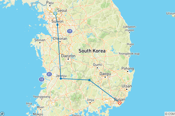 Carte du circuit Saveurs et couleurs de la Corée