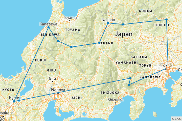 Map of Entdecken Sie das verborgene Japan