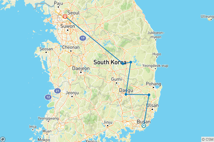 Carte du circuit La Corée du Sud resplendissante