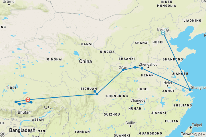 Karte von Traditionelles China und Mysterien von Tibet