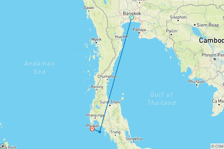 Carte du circuit Thaïlande tropicale : Bangkok & Phuket Beach Holiday 9 jours