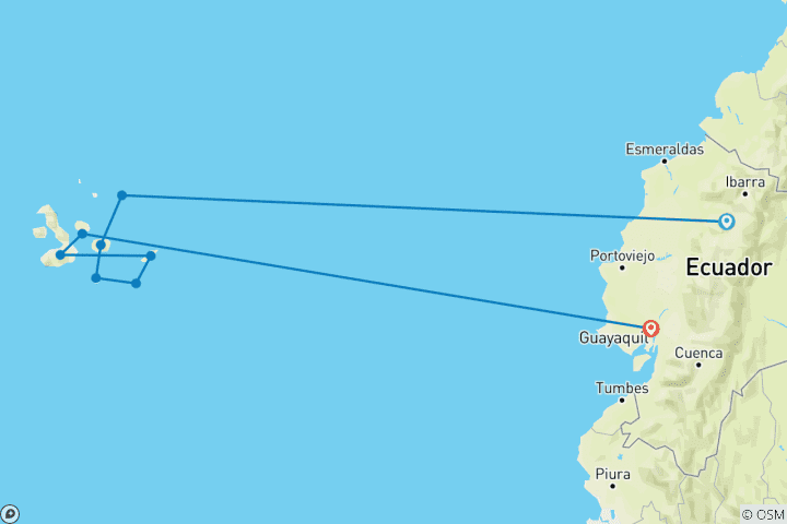 Carte du circuit Croisière aux Galápagos (Archipel I)