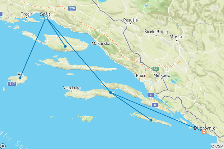Carte du circuit Aventure en Croatie