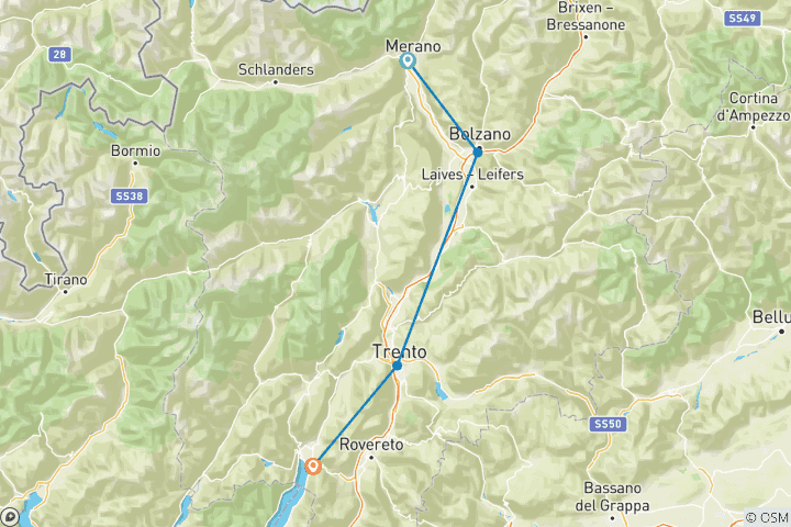 Carte du circuit Merano - Lac de Garde : de la ville thermale au lac 5 jours (5 jours)