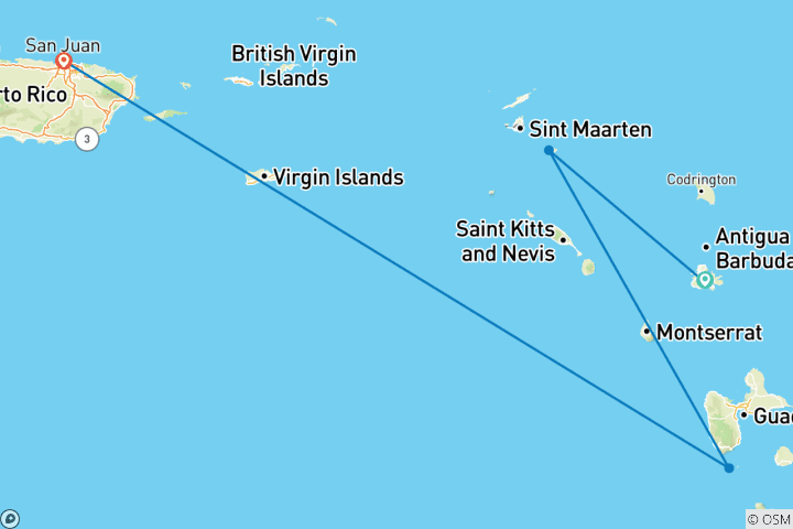 Mapa de Descubrir el Caribe en yate