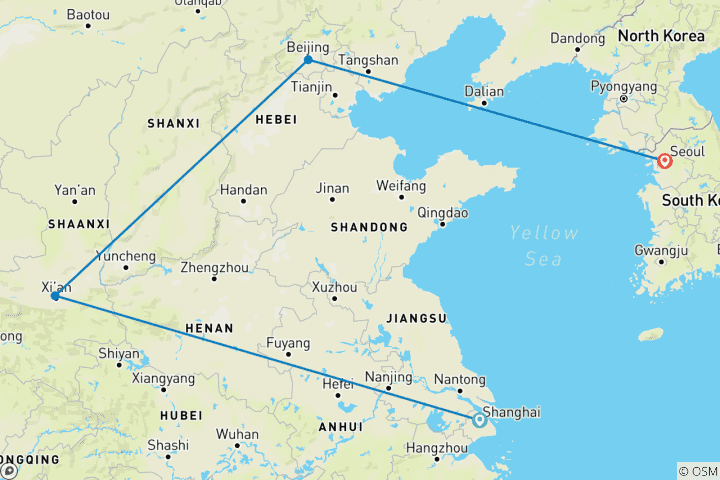 Mapa de China y Seúl: Camina por la Muralla, Siéntelo Todo
