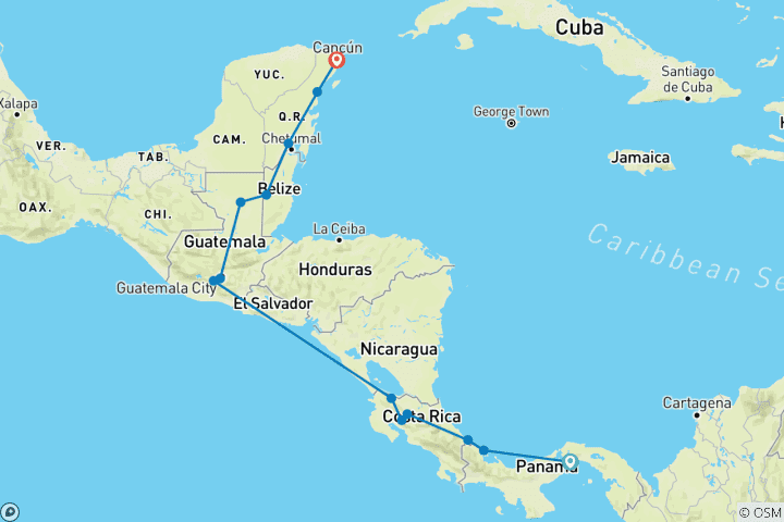 Map of All Around Central America: Pura Vida from Maya to the sea