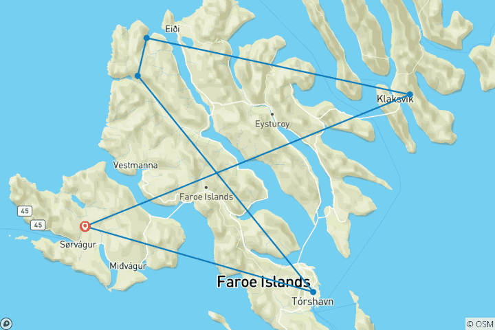 Carte du circuit Inspiration Féroé : Voyage à travers des paysages sauvages