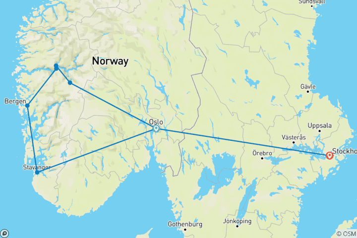 Map of Magic of the Fjords Encompassed - 12 days