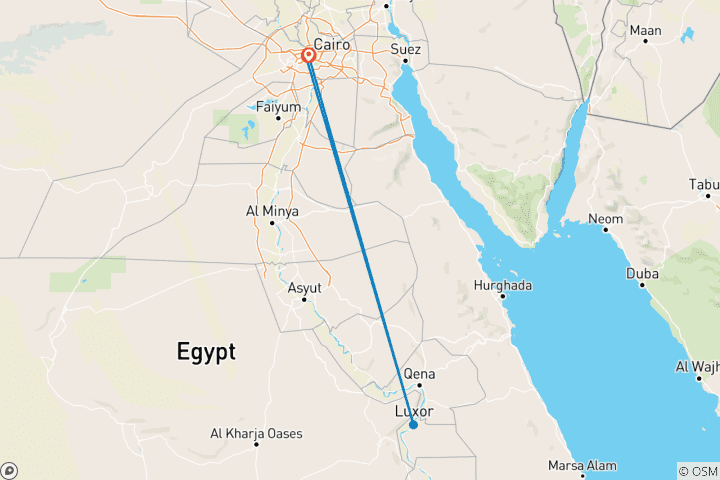 Karte von 5 Tage Kairo und Luxor Privat geführte All-Inclusive-Tour mit Flug