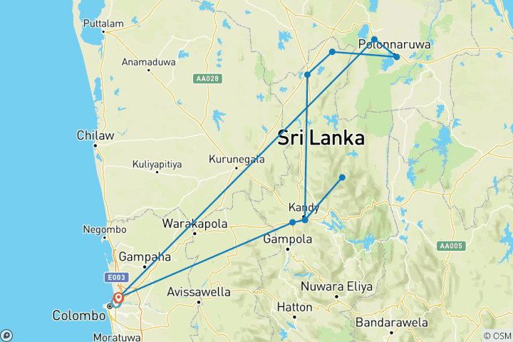 Map of Sri Lankan Highlights