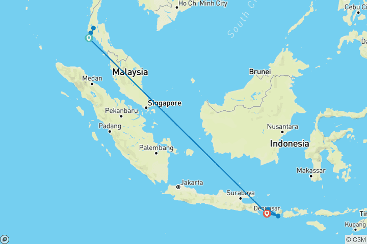 Carte du circuit Phuket, Khao Sok et Bali (4 étoiles) - 11 jours