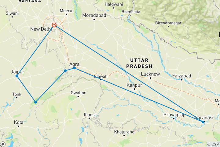 Map of Highlights of Northern India