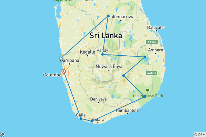 Map of Sri Lanka: Wonders & Wildlife – Premium Adventure