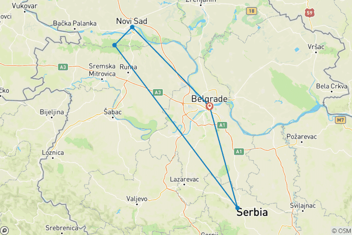 Carte du circuit Expérience du vin serbe