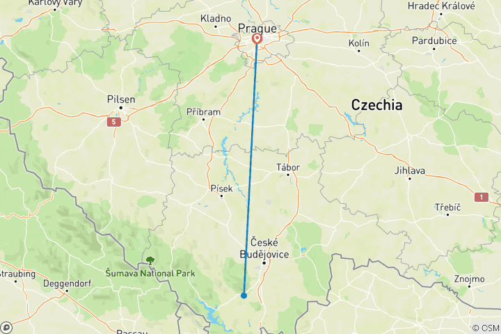 Map of Prague and Krumlov Winter Magic