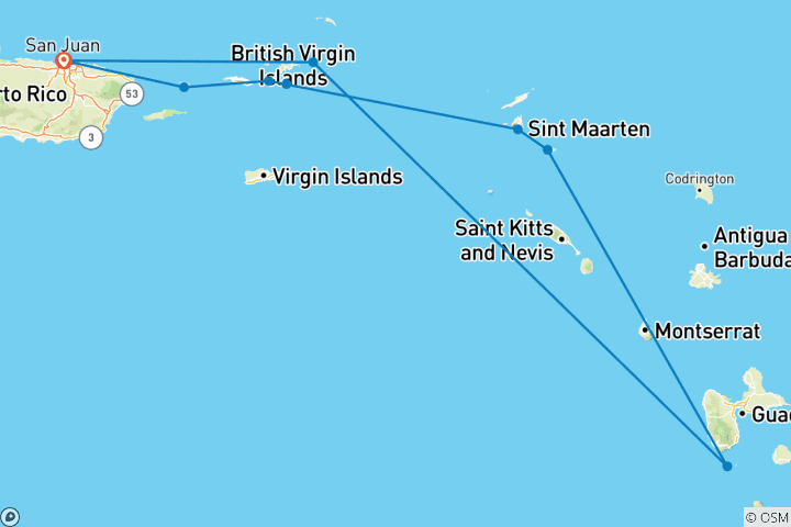 Carte du circuit Découvrez les îles de plaisance des Caraïbes 2026 - 15 jours