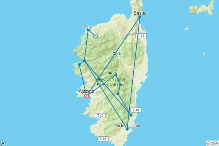Carte du circuit Corse - Le GR20 complet (8 jours)