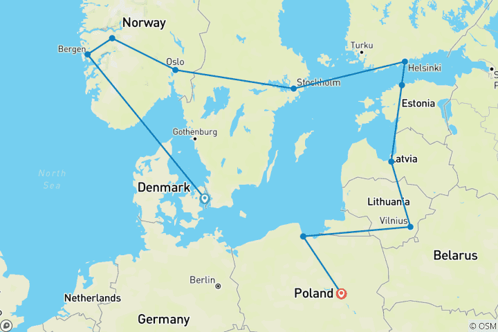 Map of Noël et Nouvel An en Scandinavie et dans les pays baltes - Points forts 20 jours