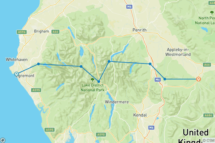 Map of Coast to Coast: From St.Bees to Kirkby Stephen 9 Days 9 Days