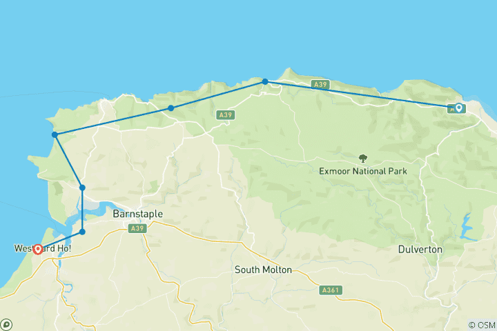 Map of Wandern auf dem South West Coastal Path (Minehead bis Westward Ho!) (9 Tage)