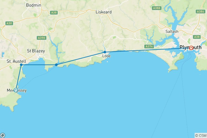 Map of Wandern auf dem South West Coast Path (Mevagissey bis Plymouth) (7 Tage)