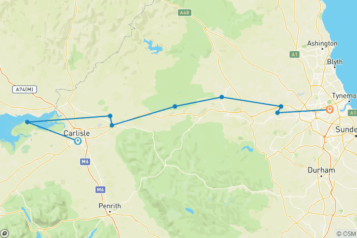 Map of Hadrianswall – von West nach Ost - Carlisle bis Whitley Bay (8 Tage) (8 Tage)