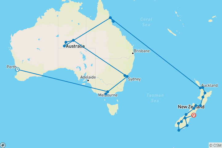 Karte von Traumziel Down Under - Australien und Neuseeland