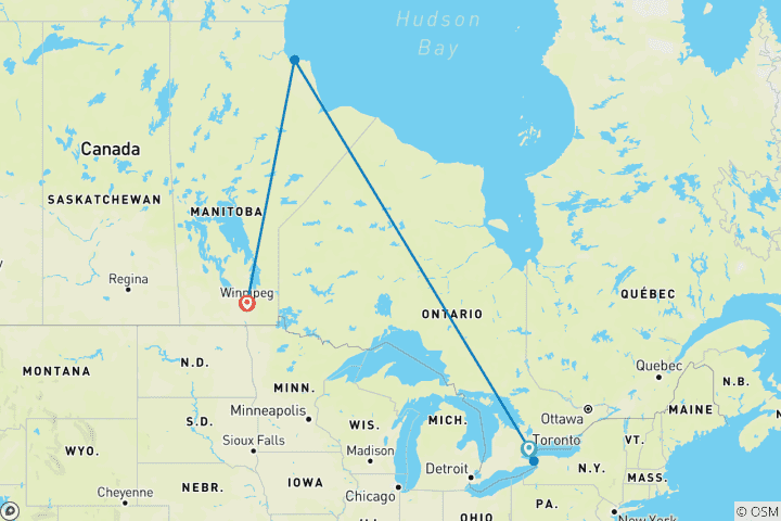 Map of Kanadischer Wintertraum, Polarlichter und Eisenbahnromantik
