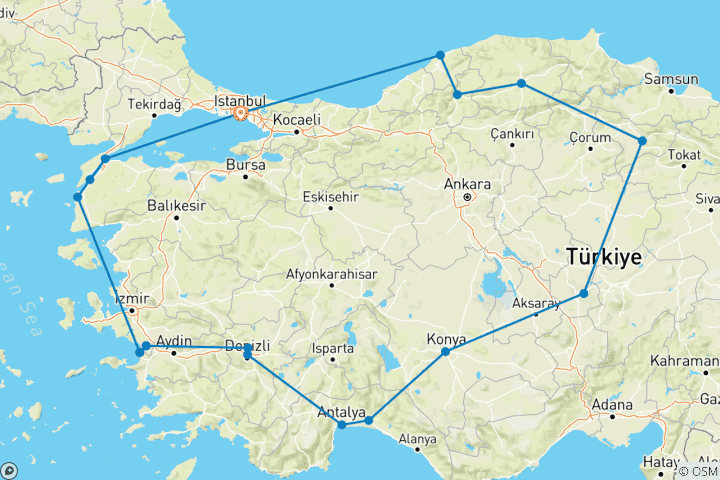 Kaart van Turkse Odyssee