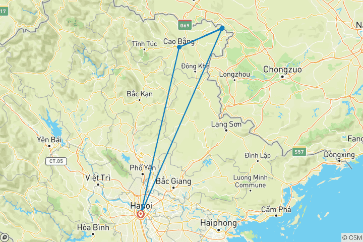 Map of Vietnam Northen Gems 1: 2 Days 1 Night to Ban Gioc Waterfall in Cao Bang