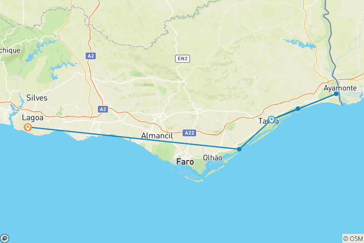 Carte du circuit Algarve Coastal Walking (8 jours)