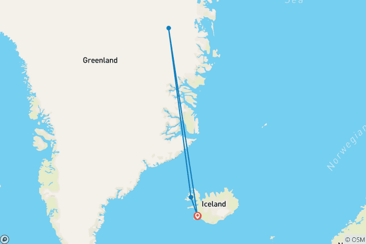 Carte du circuit Islande et Groenland oriental : à travers l'objectif - M/V Sylvia Earle