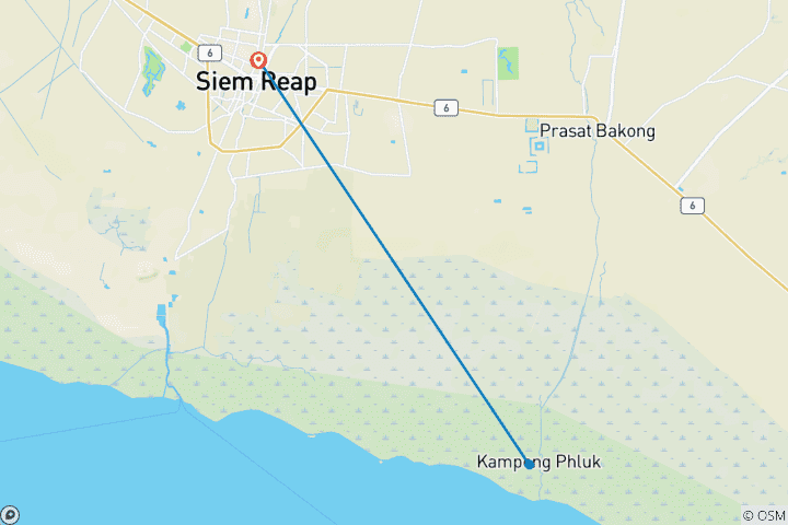 Kaart van 5 Dagen Cambodja: Siem Reap erfgoed en dorpservaring