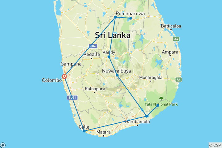 Mapa de Lo mejor de Sri Lanka