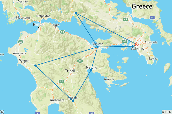 Karte von Rundreise Griechenland (inkl Flug)