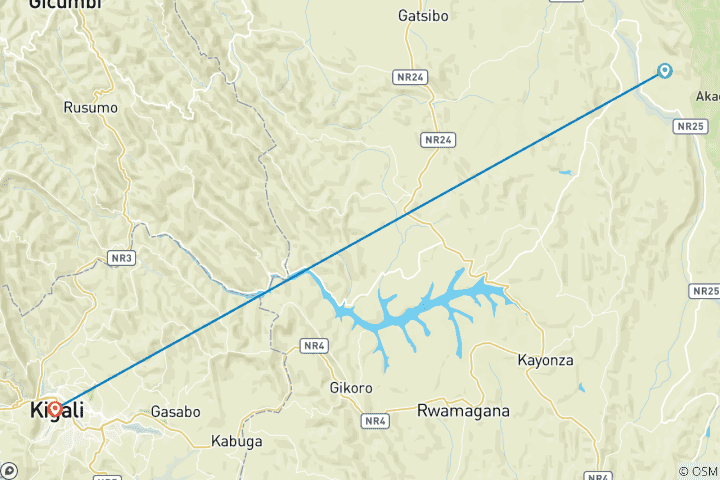 Carte du circuit 1 jour de visite du parc national de l'Akagera