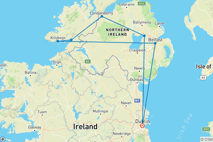 Kaart van Schatten van Noord-Ierland - 8 DAGEN/7 NACHTEN