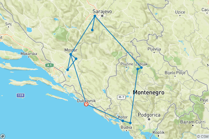 Carte du circuit La Bosnie et au- delà