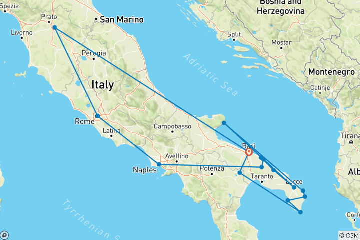 Carte du circuit Budget Puglia Explorer - 7 jours
