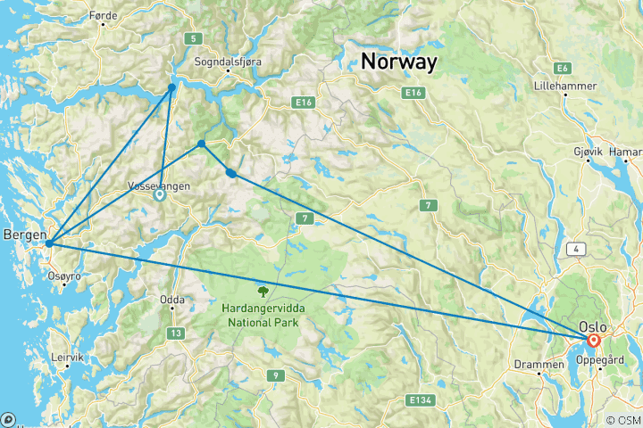 Mapa de Aventura en los Fiordos Noruegos