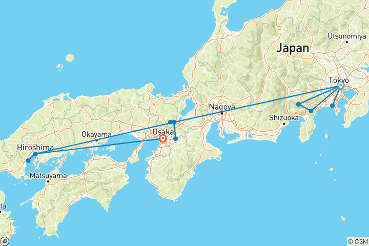 Karte von Private, maßgeschneiderte 13 Tage Luxus-Japan-Familienreise, -s