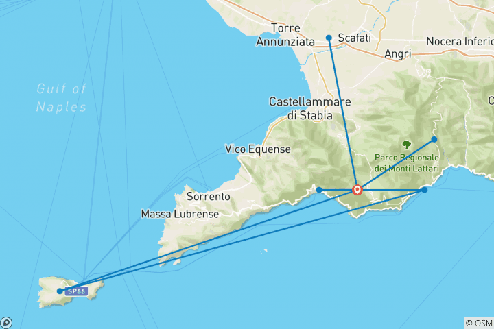 Map of Highlights of the Amalfi Coast