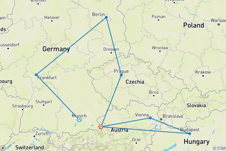 Carte du circuit Grand tour d'Europe : Allemagne et Europe de l'Est