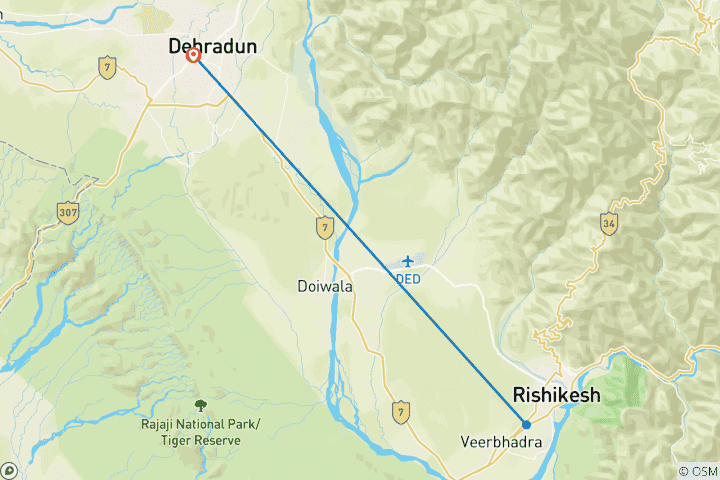Carte du circuit Escapade bien-être à Rishikesh - 4 jours
